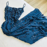 Navy Blue Floral Bodycon Prom HZ0307