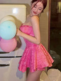 New Fashion Peach Pink Sleeveless Mini Homecoming HZ0307