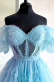 Off The Shoulder A-Line Tulle Homecoming Dresses, HZ0307