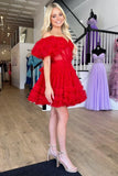 Off The Shoulder A-Line Tulle Homecoming Dresses, HZ0307