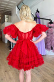 Off The Shoulder A-Line Tulle Homecoming Dresses, HZ0307
