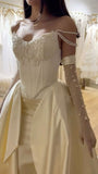 Off The Shoulder Appliques Wedding Dresses Ivory Beaded Wedding Ball HZ0307