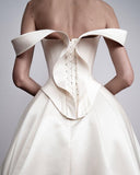 Off The Shoulder Ivory Wedding Dresses A-line Pleated Bridal HZ0307