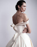 Off The Shoulder Ivory Wedding Dresses A-line Pleated Bridal HZ0307