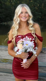 Off The Shoulder Pleated Bodycon Homecoming Dresses Custom Made Prom Dress, HZ0307