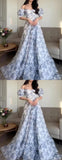 Off The Shoulder Sweetheart Floral A-Line Senior Prom HZ0307