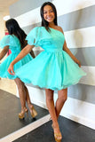 One Shoulder A-Line Organza Homecoming Dresses, HZ0307