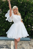 One Shoulder A-Line Organza Homecoming Dresses, HZ0307