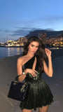 One Shoulder Pleated Homecoming Dress, Sexy Prom Dress Mini Party Dresses, HZ0307