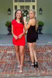 One Shoulder Tight Homecoming Dresses Bowknot Graduation Dress, HZ0307
