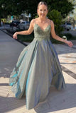 Glitter Spaghetti Straps A-Line Prom HZ0307