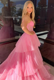 Pink Applique Long Evening Prom Dress, Sleeveless Formal Party Dresses, HZ0307