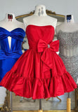 Pink Strapless A-Line Homecoming Dresses With Bowknot, HZ0307