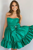 Pink Strapless A-Line Homecoming Dresses With Bowknot, HZ0307