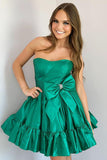 Pink Strapless A-Line Homecoming Dresses With Bowknot, HZ0307