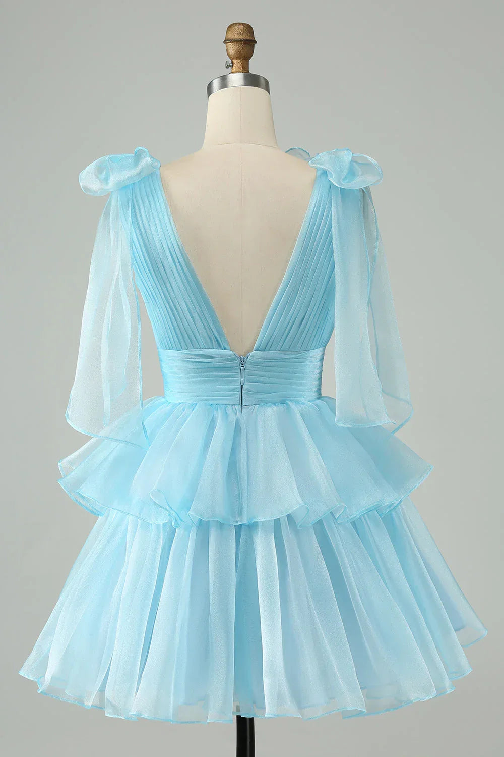 Pink V-Neck Homecoming Dress Chiffon V-Neck School Party Dress, HZ0307