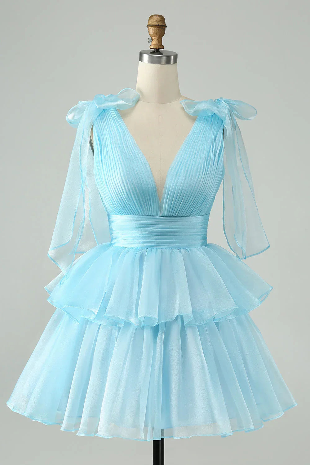 Pink V-Neck Homecoming Dress Chiffon V-Neck School Party Dress, HZ0307