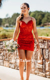 Red Lace Bodycon Homecoming Dresses Tight 2024 School Party Dress, HZ0307