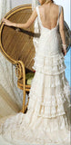 Retro Mermaid Lace Ruffle Wedding Dresses V-neck Bridal HZ0307