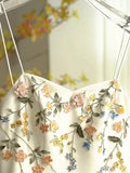 Sexy A line Spaghetti Straps Ivory Floral Satin Prom Dresses Birthday Outfits Evening Gown, HZ0307