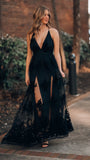 Sexy Deep V-Neck Lace Evening Prom HZ0307