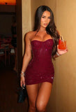 Sexy Maroon Sequin Homecoming Dresses Tight Sweetheart Party HZ0307