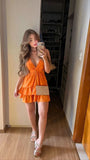 Sexy Orange V-Neck Homecoming Dresses A-Line Mini Party Gown, HZ0307