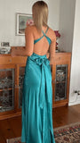Simple Prom Dresses Cross Back Evening Party Dress Sleeveless Formal HZ0307