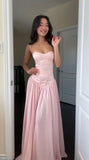 Simple Prom Dresses Spaghetti Straps Pink Evening Party Dress Cheap Bridesmaid HZ0307