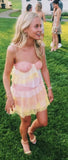 Chiffon Lace Homecoming Dress - Spaghetti Strap Mini Prom HZ0307