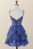 Spaghetti Straps Ruffle Lace Sequin Homecoming HZ0307