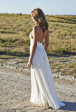 Spaghetti Straps White Lace Wedding Dresses Beach Wedding HZ0307