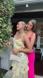Spaghetti Straps Floral Lace Ruffle Prom Dress, HZ0307