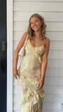 Spaghetti Straps Floral Lace Ruffle Prom Dress, HZ0307