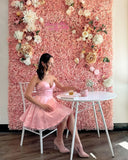 Spaghetti Straps Pink A-Line Homecoming Dresses, HZ0307