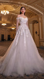 Sparkle White Floral Wedding Gown Appliques Bridal Dress, HZ0307