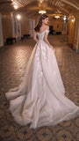Sparkle White Floral Wedding Gown Appliques Bridal Dress, HZ0307