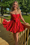 Strapless A-Line Bowknot Homecoming Dresses, HZ0307