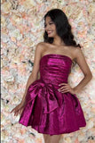 Strapless Bowknot Homecoming Dresses A-Line Hot Pink Mini Graduation Dress, HZ0307