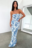 Strapless Floral Sheath Long Prom Dresses, HZ0307