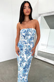 Strapless Floral Sheath Long Prom Dresses, HZ0307