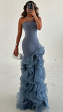 Strapless Mermaid Floral Party Dress, Sleeveless Formal Prom HZ0307