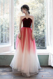 Strapless Burgundy Long Party HZ0307