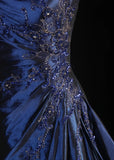 Stunning Blue Beaded Prom Dress - Strapless Long Evening Formal HZ0307