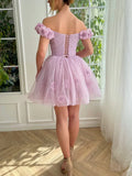 Stunning Lilac Floral Homecoming Dresses Mini School Dance Dress, HZ0307