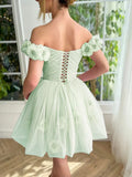 Stunning Lilac Floral Homecoming Dresses Mini School Dance Dress, HZ0307