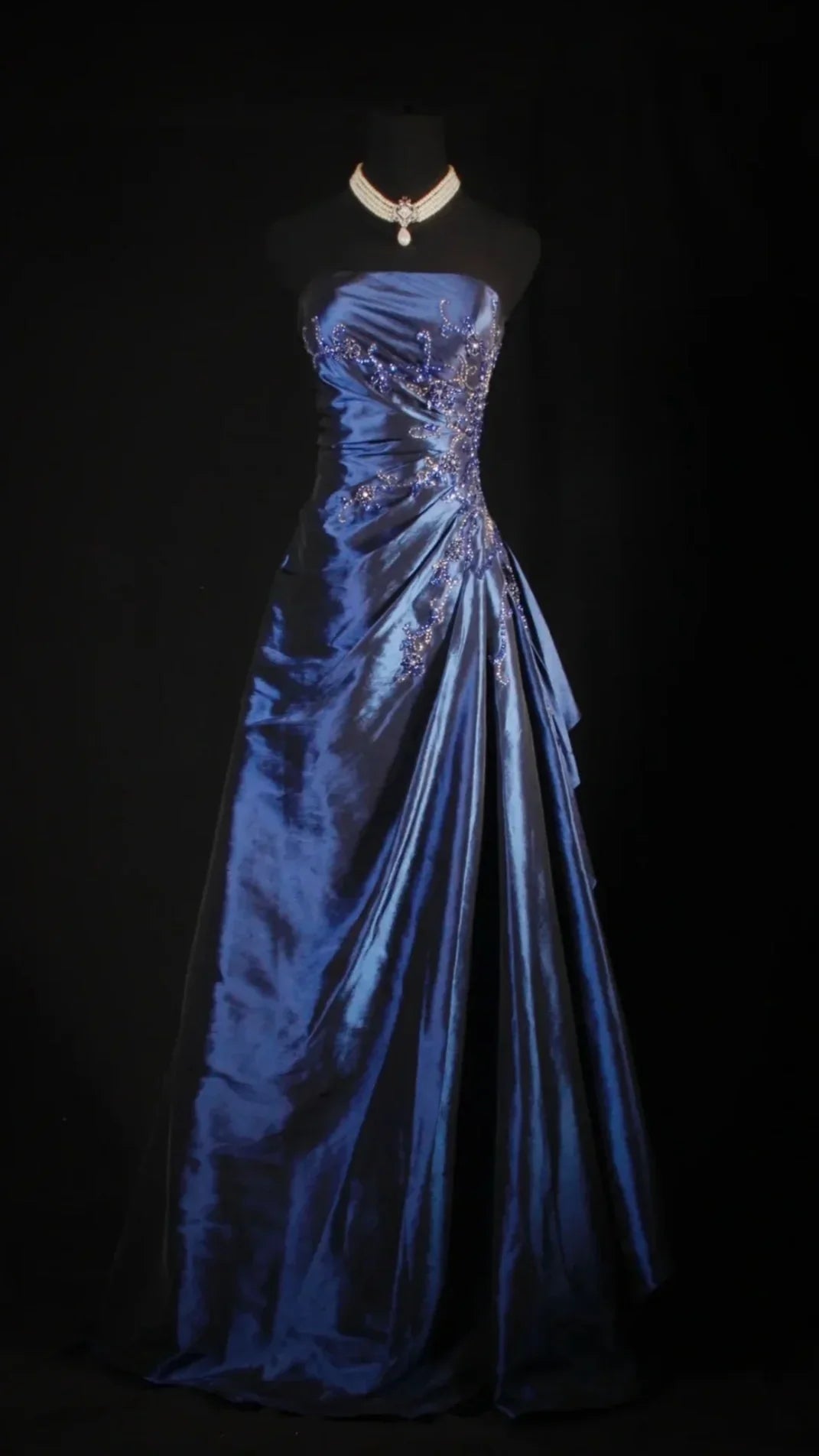 Stunning Blue Beaded Prom Dress - Strapless Long Evening Formal HZ0307