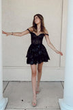 Sweet Lace Sequin Homecoming Dress, Off The Shoulder Hoco Dress, Black Girls Graduation HZ0307