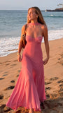 Sweet Pink Sheath Long Evening Prom HZ0307