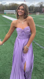 Sweetheart Pleated Sleeveless Purple Evening Prom HZ0307